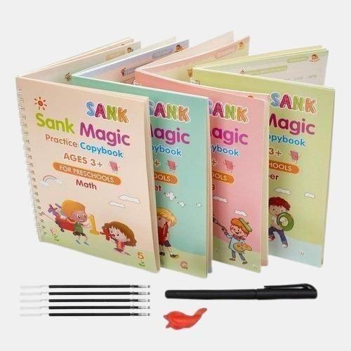 Sank Magic™ Reusable Handwriting Kit (4 BOOKS,1 PEN,1 GRIP,10 REFILL)