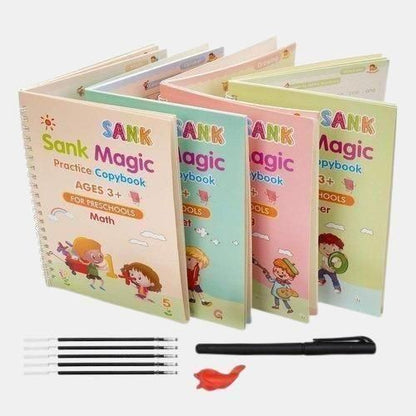 Sank Magic™ Reusable Handwriting Kit (4 BOOKS,1 PEN,1 GRIP,10 REFILL)