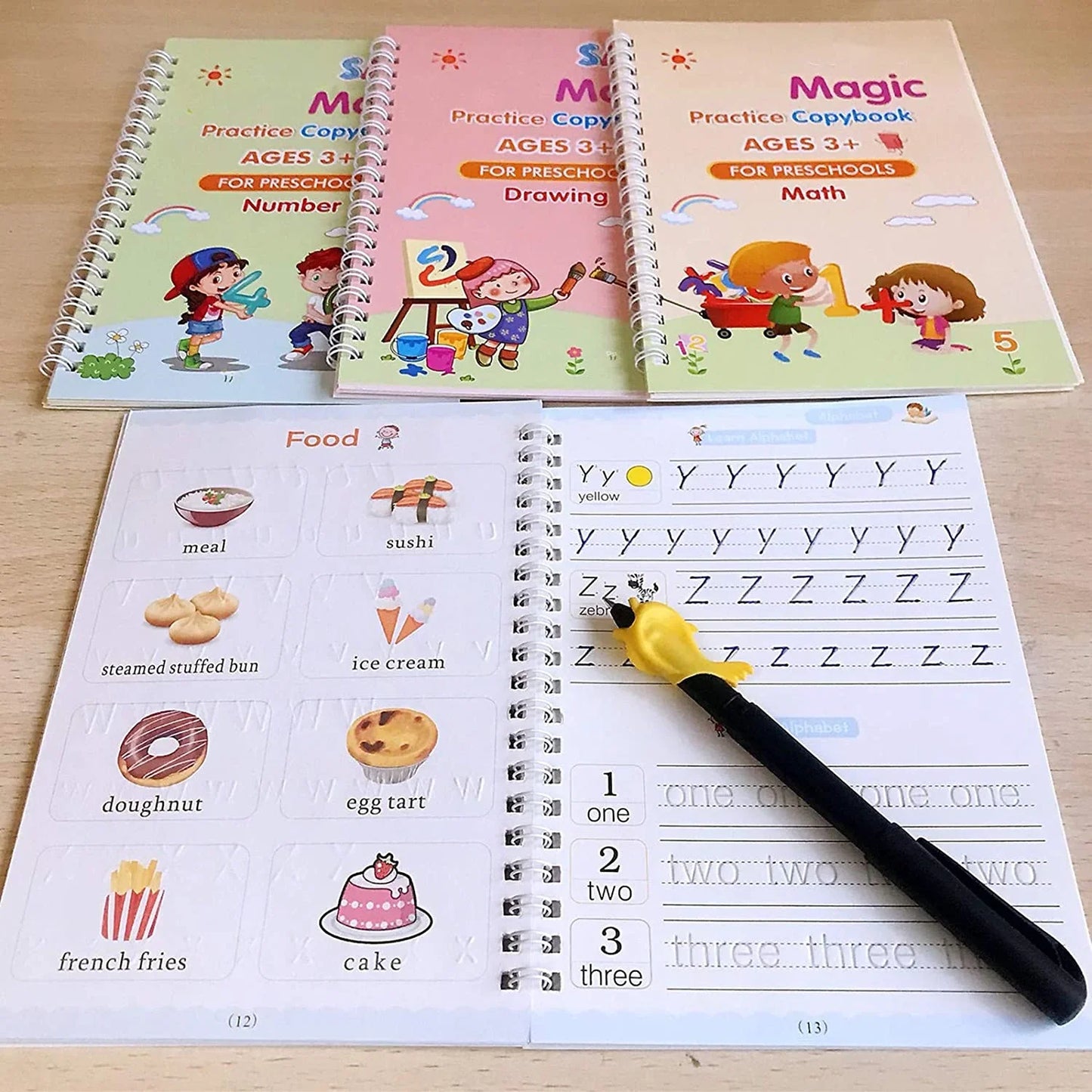 Sank Magic™ Reusable Handwriting Kit (4 BOOKS,1 PEN,1 GRIP,10 REFILL)