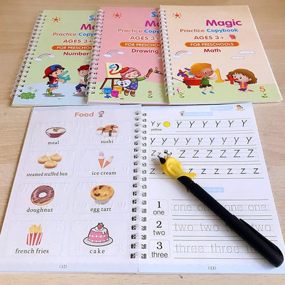 Sank Magic™ Reusable Handwriting Kit (4 BOOKS,1 PEN,1 GRIP,10 REFILL)